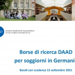 Borse di ricerca DAAD: scadenza 15 settembre 2021
