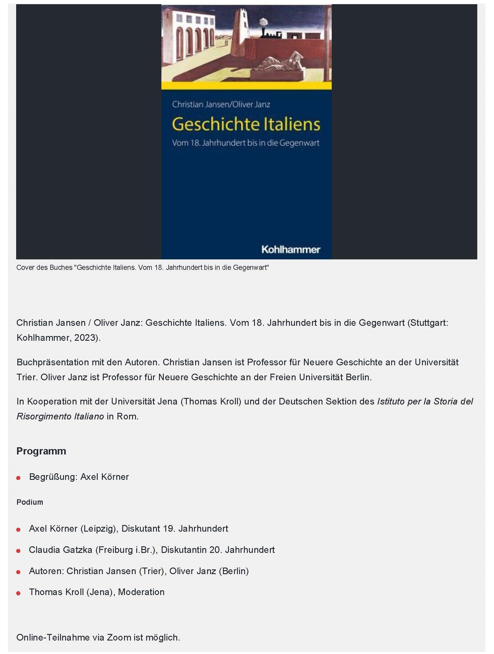 Universität Leipzig Von Napoleon bis Berlusconi – Eine Geschichte Italiens 2